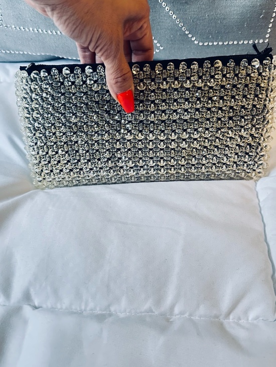 Handbags - Vintage Crystal Fishnet Mesh Clutch Champagne Beaded Evening Bag Wedding Bridal